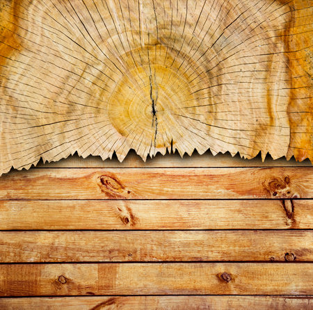 Wooden background  Cracked brown wood boardの写真素材
