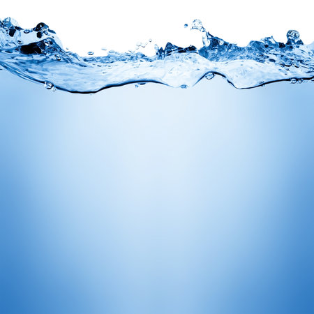 Water and air bubbles over white background with space for textの写真素材