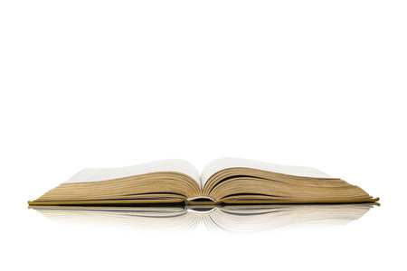 Open book isolated on white backgroundの写真素材