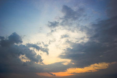 Stormy sky with clouds backgroundの写真素材