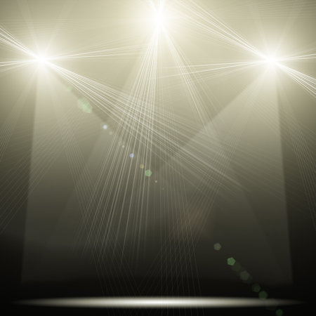 illustration of concert spot lighting over dark background の写真素材