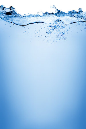 Water and air bubbles over white background with space for textの写真素材