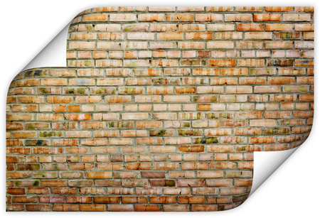 Old grunge brick wall background curled like paperの写真素材
