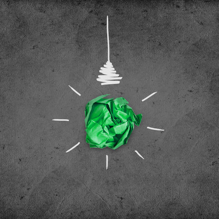 Illustration of lightbulb with cracked paper inside. Inspiration concept backgroundの写真素材