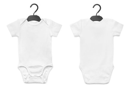 White baby onesie isolated over white background. Good for insert your designの写真素材