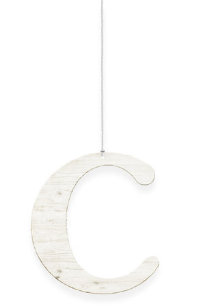 Wooden letter "C" with rope isolated over white background. Part of alphabetの写真素材