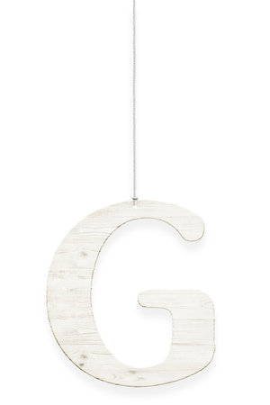 Wooden letter "G" with rope isolated over white background. Part of alphabetの写真素材