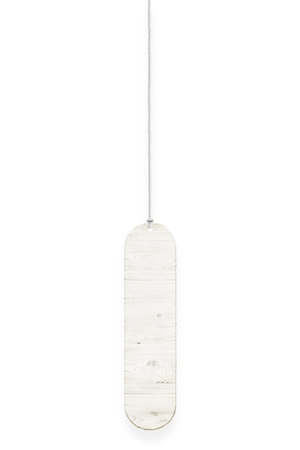 Wooden letter "I" with rope isolated over white background. Part of alphabetの写真素材