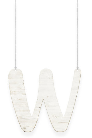 Wooden letter "W" with rope isolated over white background. Part of alphabetの写真素材