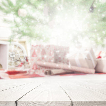 Christmas tree with gifts and light inside. Holiday backgroundの写真素材