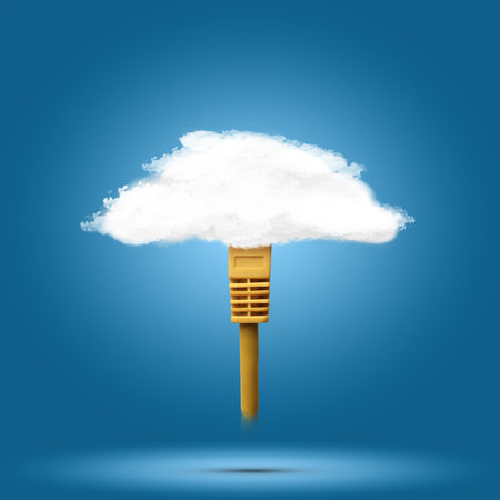 Cable input into cloud. Internet concept imageの写真素材