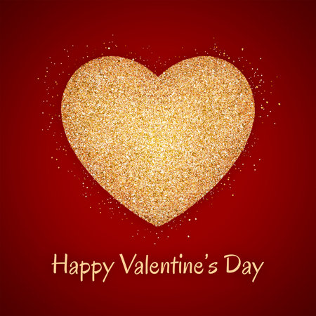 Glitter heart shape over red background. Valentines day cardの写真素材