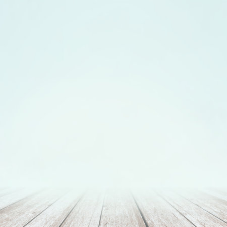 Wood planks floor over blue sky. Abstract backgroundの写真素材