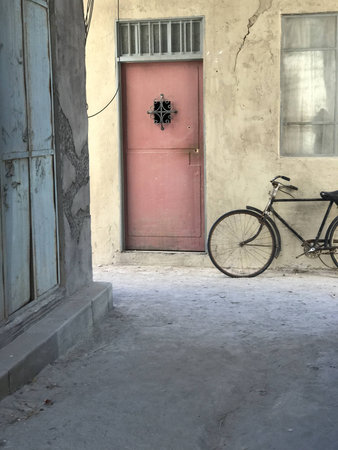 Parked Bike in Middle Eastの写真素材