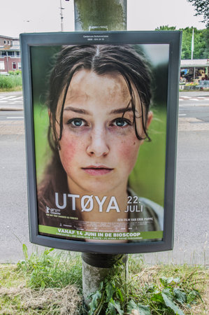 Centercom Billboard From The Movie Utoya At Amsterdam The Netherlands 2018のeditorial素材