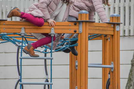 Children Playing On A Climbing Rack At Amsterdam The Netherlands 2018の写真素材