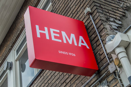 Hema Shop Sign At Weesp The Netherlands 2018のeditorial素材