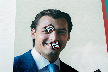 Billboard Political Party Forum Voor Democatie With FCK Stickers At Amsterdam The Netherlands 2019