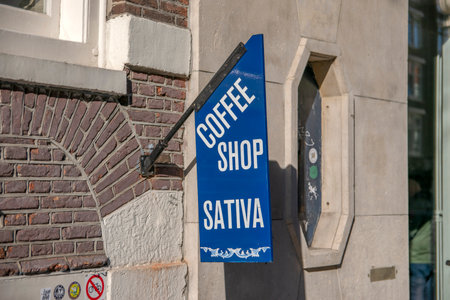 Flag Coffeeshop Sativa At Amsterdam The Netherlands 2019のeditorial素材