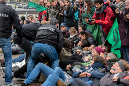 Arrested By The Police At The Blauwebrug At The Climate Demonstration From The Extinction Rebellion...