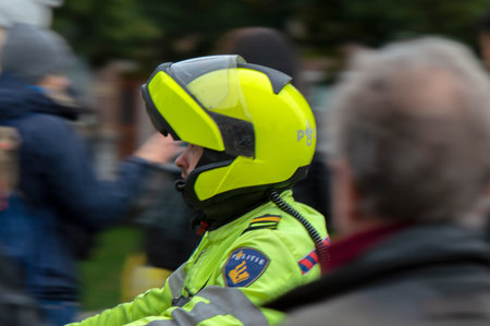 Police Motor At Work At The Climate Demonstration From The Extinction Rebellion Group At Amsterdam...