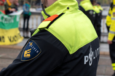 Police Watching The Demonstration At The Blauwebrug At The Climate Demonstration From The Extinction...