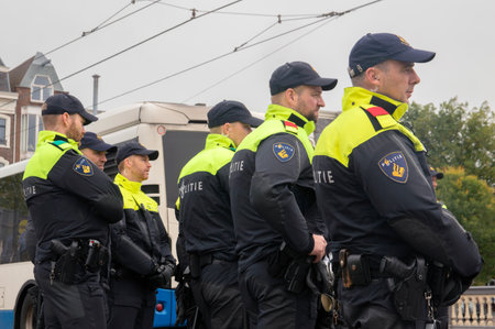 Police Watching The Demonstration At The Blauwebrug At The Climate Demonstration From The Extinction...