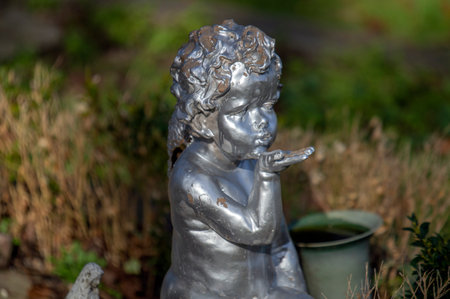 Close Up Of A Silver Angel At The Nieuwe Ooster Cemetery Amsterdam The Netherlands 2019
