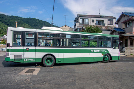 Bus From Fukuyama Station To Tomonoura At Japan 2015のeditorial素材