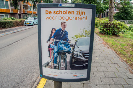 Centercom Billboard Be Aware School Children Go To School Again At Diemen The Netherlands 2018のeditorial素材