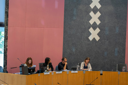 City Counselor Member Laurens Ivens And Chairwoman LA Rose At The Raadszaal City Hall Amsterdam The Netherlands 2019 Open For The Publicのeditorial素材