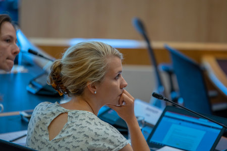 Close Up Of Eva Akerboom City Councilor Of At The Raadszaal Amsterdam The Netherlands 2019のeditorial素材