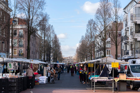 Dappermarkt Market Open During Due To The Coronavirus Out Break At Amsterdam The Netherlands 2020のeditorial素材