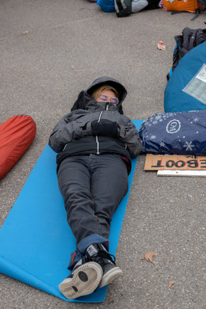 Rebellion Extinction Demonstrator Sleeping At The Rijksmuseum Amsterdam The Netherlands 2019