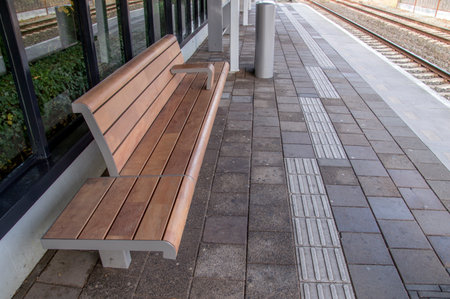 Empty Bench At The Diemen Train Station The Netherlands 2018のeditorial素材