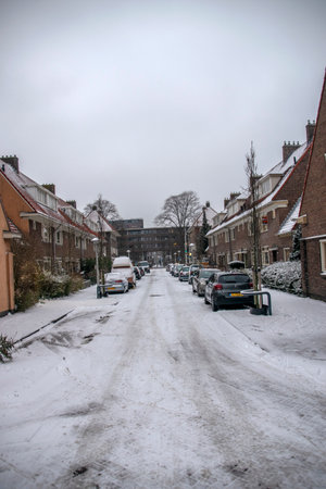 Snow At The Brinkstraat Betondorp Amsterdam The Netherlands 2019のeditorial素材