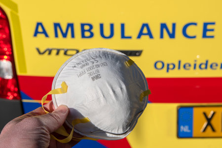 Holding 3M Mouth Cap At Amsterdam The Netherlands 2020のeditorial素材