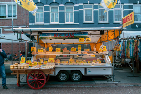 Cheese Stand At The Albert Cuyp Market At Amsterdam The Netherlands 2019のeditorial素材