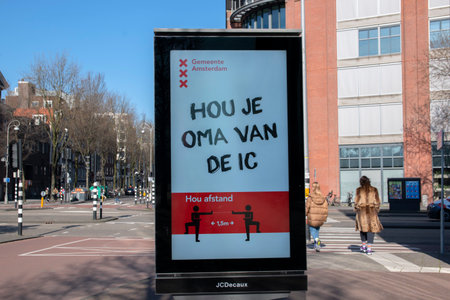 Billboard Keep Your Grandmother From The IC During The Corona Virus At Amsterdam The Netherlands 2020のeditorial素材