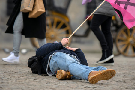 Died Protesters At The The Rebellion Extinction Group At The Demonstration On The Dam At 6-1-2020 Amsterdam The Netherlands 2020のeditorial素材