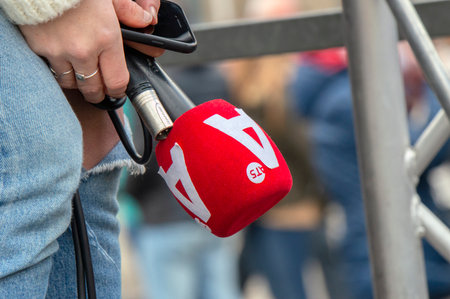 Close Up Of A Microphone Of AT5 At Amsterdam The Netherlands 2019のeditorial素材