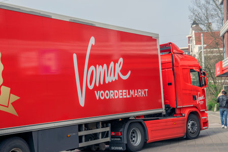 Vomar Truck Parking At The Supermarket At Amsterdam The Netherlands 2019のeditorial素材