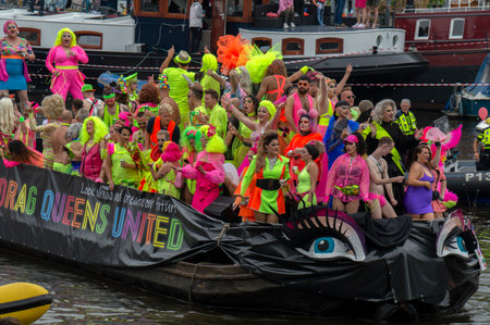 Drag Queen United Boat At The Gay Parade At Amsterdam The Netherlands 2019