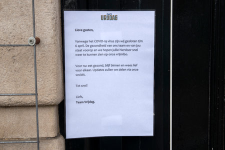 Cafe Vrijdag Closed Due To The Coronavirus At Amsterdam The Netherlands 2020
