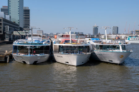Cruise Liners Standing Still During The Corona Virus Outbreak At Amsterdam The Netherlands 2020のeditorial素材