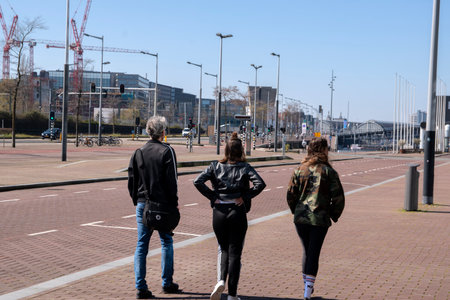 Three People Will Get A Fine During The Corona Virus Outbreak Amsterdam The Netherlands 2020のeditorial素材