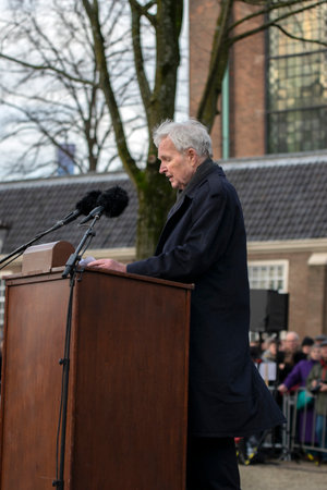 Portrait Of Jan Terlouw At The February Strike Memorial At Amsterdam The Netherlands 2020のeditorial素材
