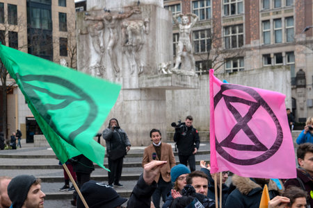 Protesters From The Rebellion Extinction Group At The Demonstration On The Dam At 6-1-2020 Amsterdam The Netherlands 2020のeditorial素材