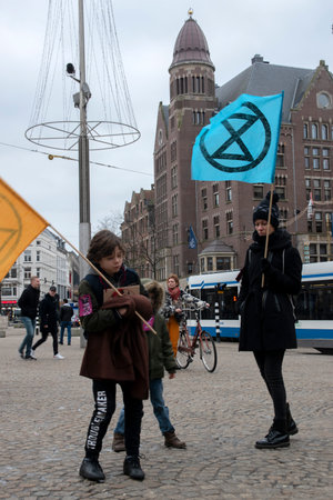 Protesters From The Rebellion Extinction Group At The Demonstration On The Dam At 6-1-2020 Amsterdam The Netherlands 2020のeditorial素材