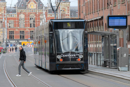Tram 14 At The Damrak Street At Amsterdam The Netherlands 2020